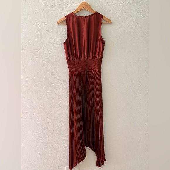 Express Sleeveless Pleated Maxi Dress in Rust - Picture 2 of 6